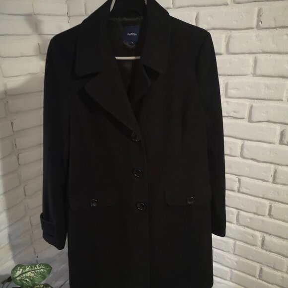 Reitmans Ladies Black Fully Lined 3 Button Closure Pea Coat - Picture 1 of 9